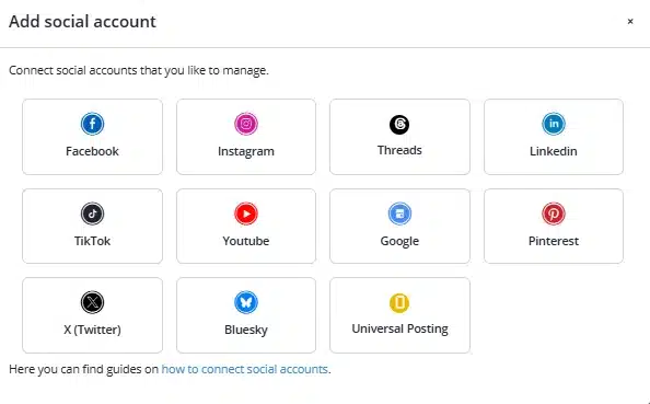 SocialBee review: list of social networks you can connect